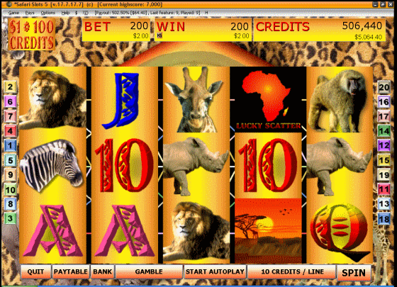 Screenshots of Safari Slots - Main window