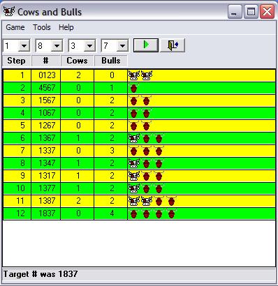 Cows and Bulls for Windows - screenshot