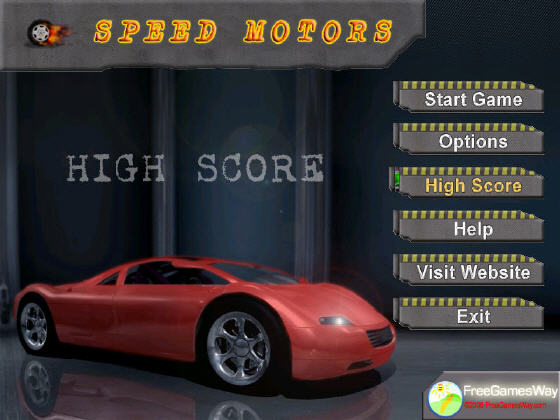 The Main Game Screen of Speed Motors