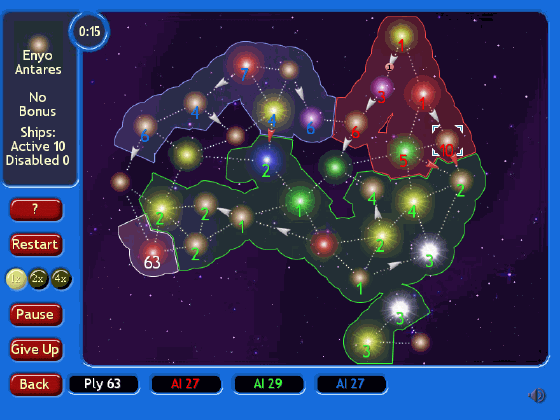screen of single playing Pax Galaxia