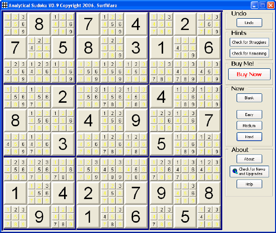 The Screenshot of Analytical Sudoku