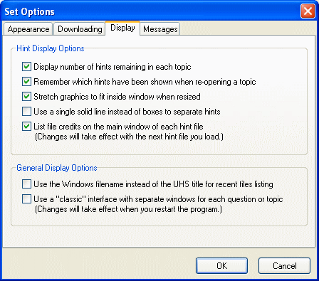 set options - UHS Reader for Windows