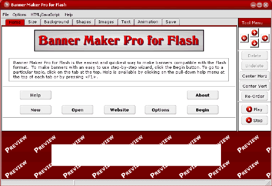 Banner Maker Pro for Flash - Home Tab