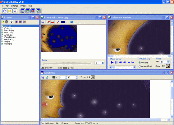 The Screenshot of Sprite Builder