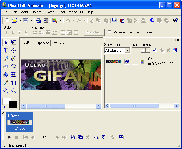 Main interface - Ulead GIF Animator
