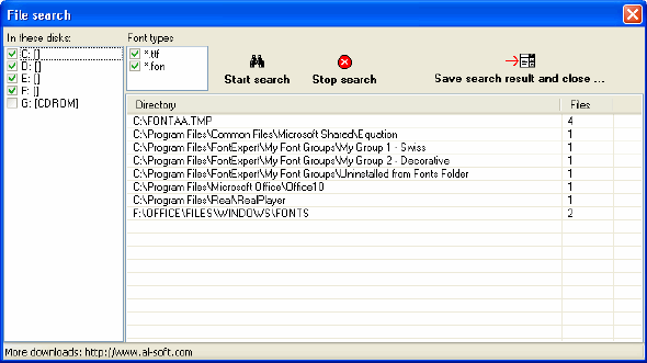 File search - AL Font Installer