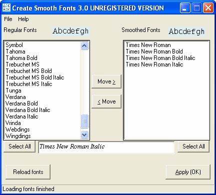 Main screen - Create Smooth Fonts