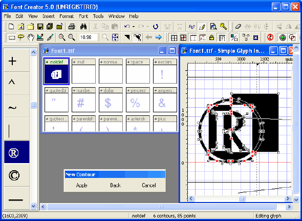 Main interface - Font Creator