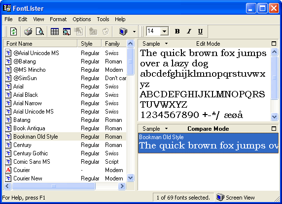 FontLister