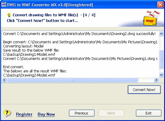 The Screenshot of DWG to WMF Converter MX