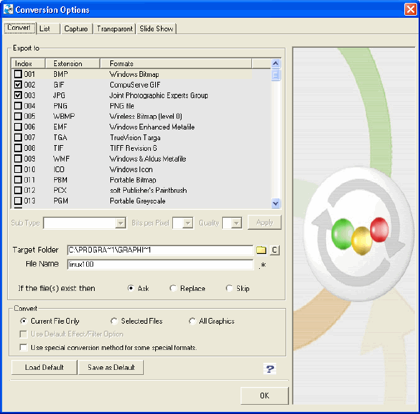 options of Graphics Converter Pro