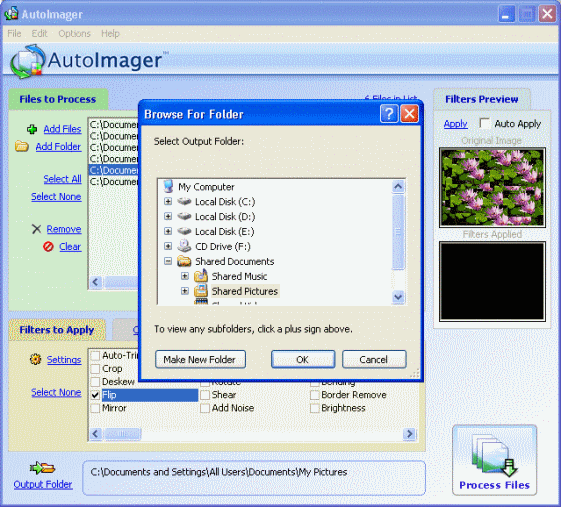 screenshot of AutoImager - Procsee Files