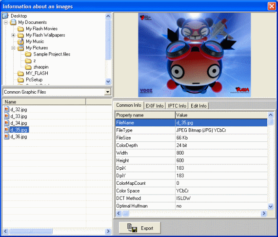 Screenshot - Information about an inmages