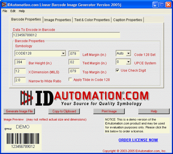 IDautomation Linear Image Generator