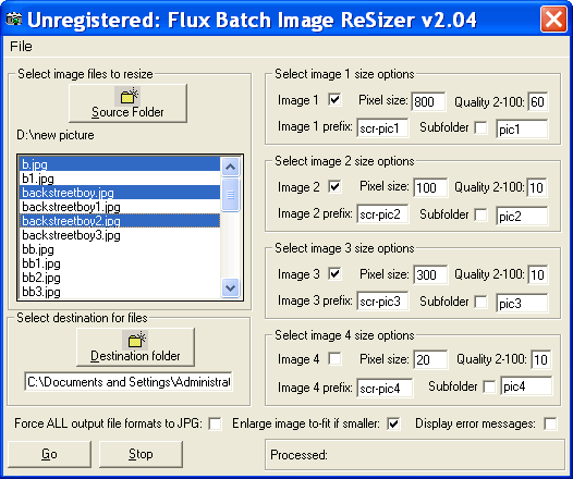 Main window - Flux Batch Image ReSizer
