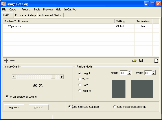 Mian window of Image Catalog