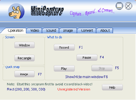 Screenshot of MiniCapture
