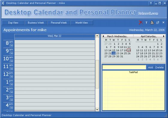 calenda of planner-Day view