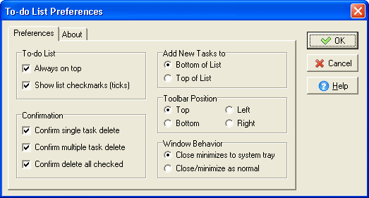 Screenshot - The Preferences dialog box