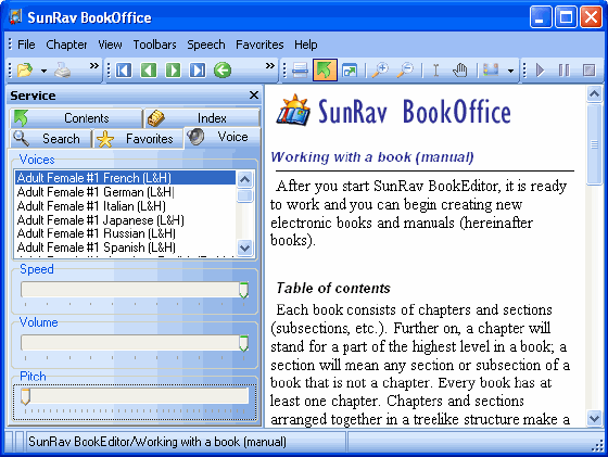 Screenshot of SunRav BookReader