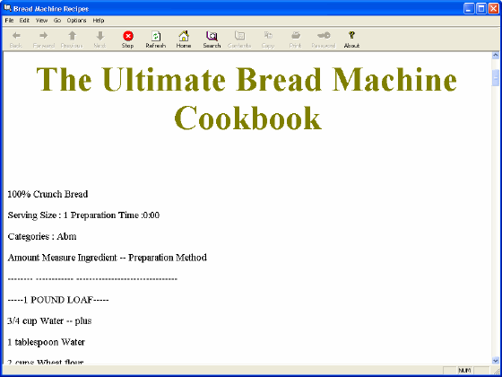 The Screenshot of Bread Machine Recipes