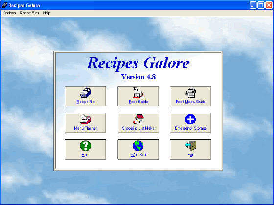 The main window of Recipes Galore