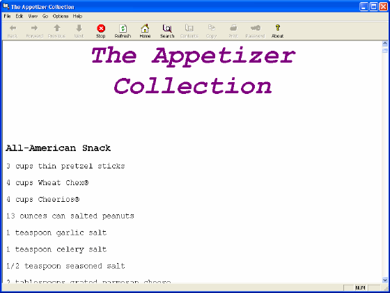 The Screenshot of Appetizer Collection