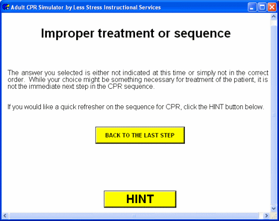 Improper sequence - Adult CPR Simulator
