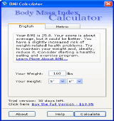 The Screenshot of BMI Calculator