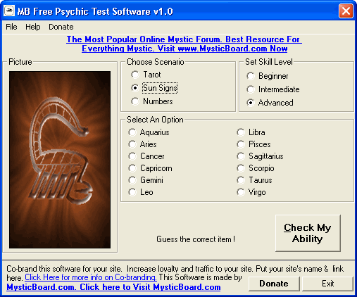 MB Free Psychic Test Software