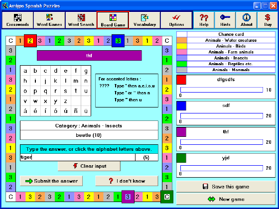 The Screenshot of Amigos Spanish Puzzles