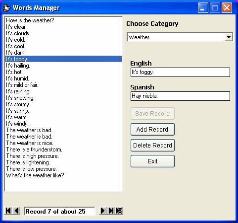 The Screenshot of Recite Spanish Words