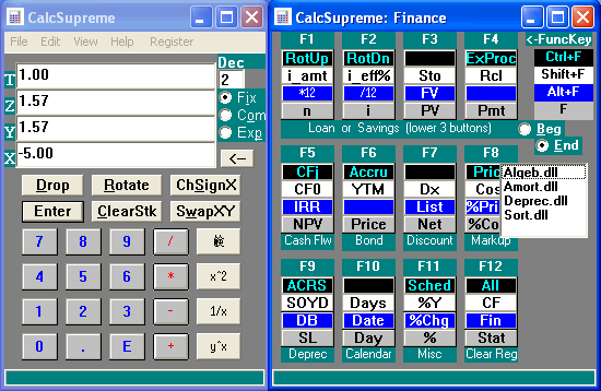 Finance calculator screenshot