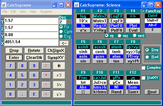 Science window in CalcSupreme