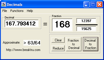 Fraction and decimal converter