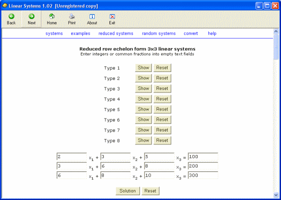 screenshot of mathematics learning software