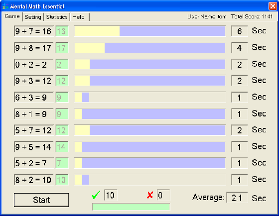 The Screenshot of Mental Math Essential