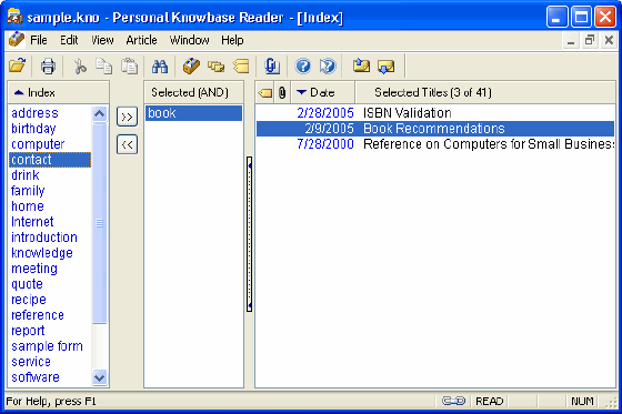 Personal Knowbase Reader screenshot