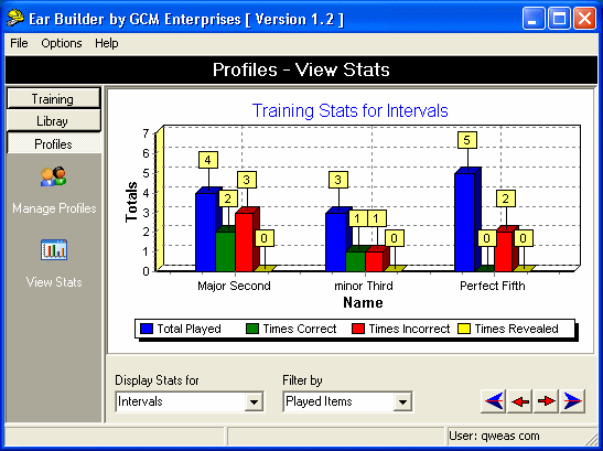 Ear training software screenshot