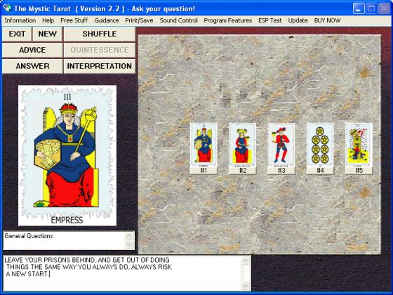 The Screenshot of Tarot program