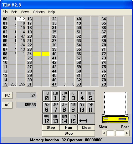 screenshot of Tom Computer Simulator