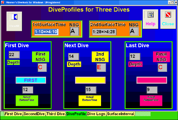 DiveProfiles screenshot