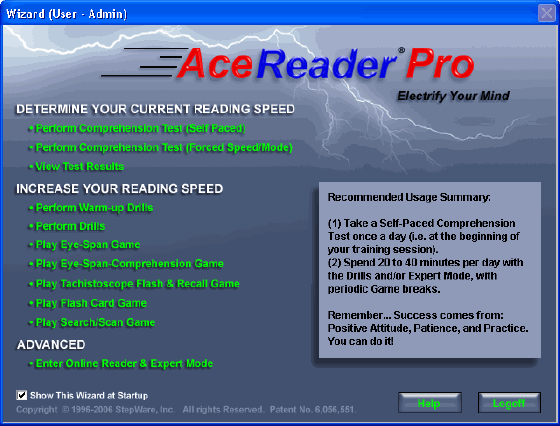 The Main window of AceReader Pro Deluxe Plus