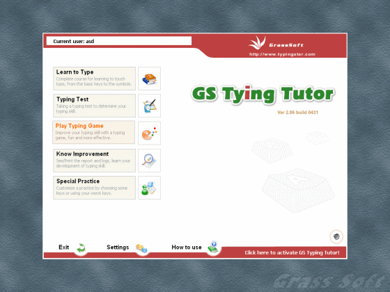 screenshot of GS Typing Tutor