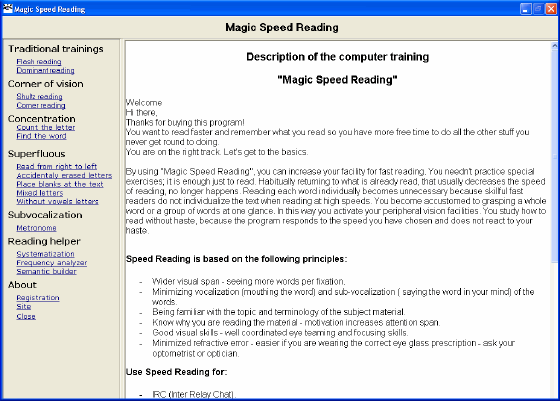 Magic speed reading screenshot