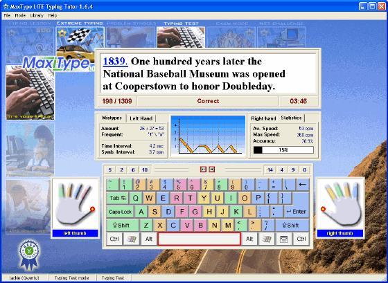 MaxType LITE Typing Tutor screenshot