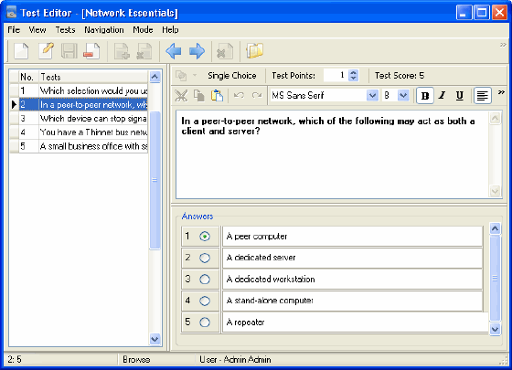 Test Editor Screen