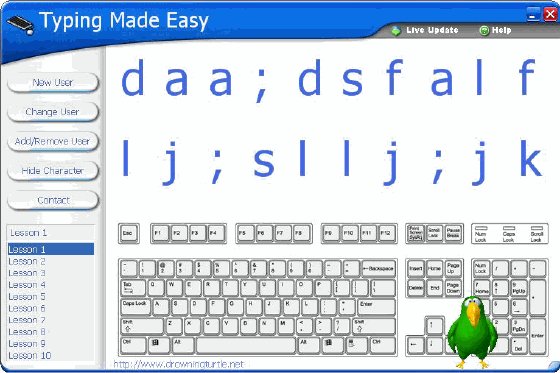 The Main window of Typing Made Easy