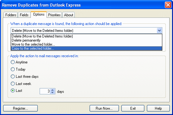 option of Remove Duplicates from Outlook Express