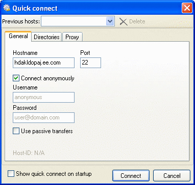 Screenshots of Chili FTP - Quick connect